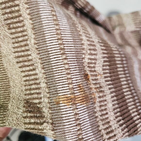 Van Heusen Men's L Collared Pullover Sweater Brown Tan Multi Stripe Grandpacore - Picture 5 of 6